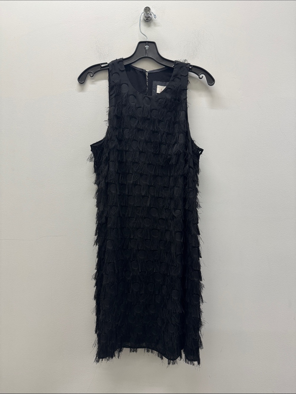 NWT Anthropologie Black Roxie Fringe Textured Sleeveless Dress Size 10